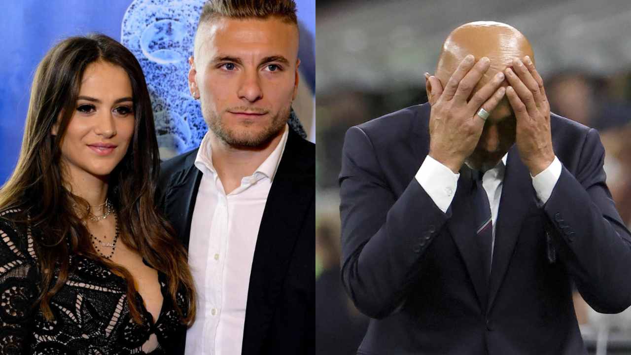 Ciro Immobile con sua moglie Jessica e il tecnico Spalletti