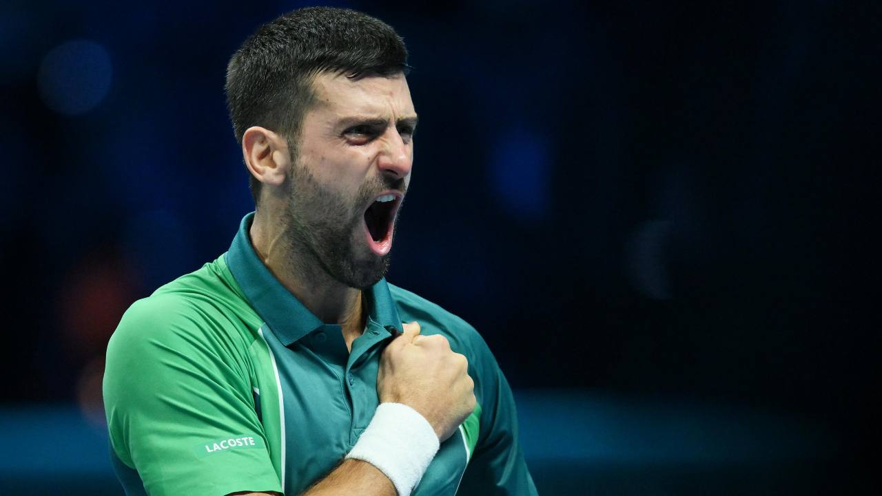 Novak Djokovic durante la finale contro Sinner 
